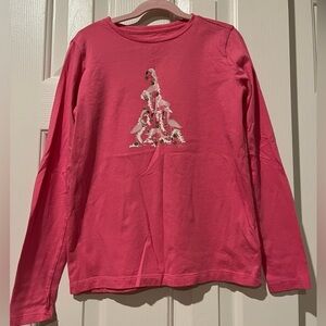 J Crew Crewcuts flamingo Xmas tree long sleeve t-shirt, size L (10-11)